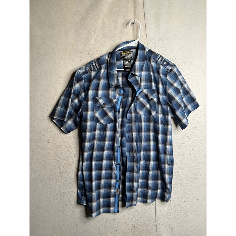 Klim Downtime Mens Large Blue Plaid Short Sleeve Button Down Shirt 4135-000